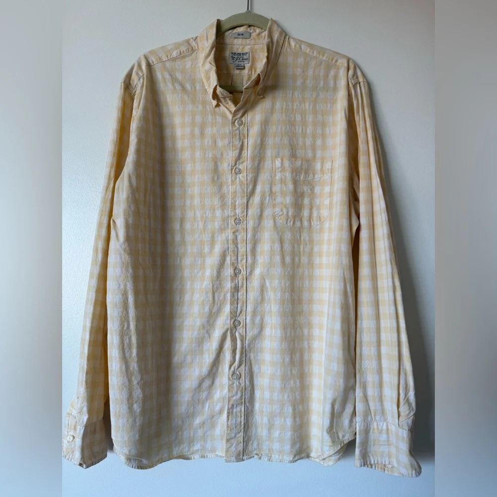 J. Crew Yellow Checkered Men's Shirt